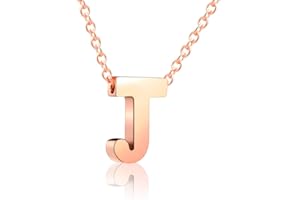 VU100 Initiale Collier pour Femmes Filles Lettre Pendentif Acier Inoxydable Chaîne Bijoux - Or Rose