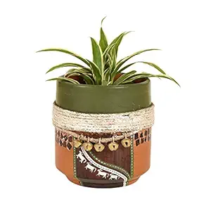 Jute Embellished Brown Earthen Planter