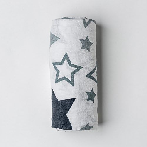 Grey Stars Extra Large Premium Muslin Swaddle Blanket 120cm x 120cm 100% Cotton