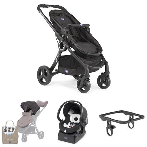 Chicco Urban plus -Carrito transformable en capazo y silla de paseo + silla de coche Auto Fix-Fast 0m+, color  marrón