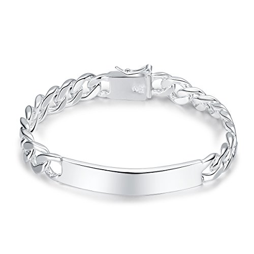 Styleziel 1651 Esclava para Hombre, plata 925, Cadena con Placa, 21 cm