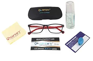 Optify? Distance Vision Square Blue Light Blocking Glasses Computer Eyewear for Kids Zero Power Age 5-12 Years(0.00)