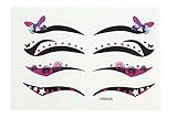 Kobwa(TM) 4Pairs Black/Pink Transferable Adhesive Butterfly Star Flowers Temporary Tattoos Eyeshadow Eyeliner Stickers With Keyring