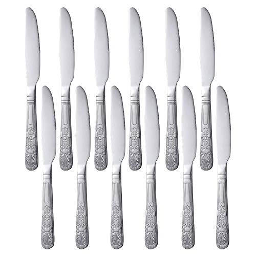 Kings Posate Coltello da Tavola, Bisda Acciaio Inox Coltello da Cena con Lucidatura Specchio in 245mm Set di 12