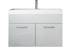 Badplaats B.V. Mobile da Bagno Paso 01 80cm Bianco Lucido - Armadio mobiletto lavabo Mobili Armadietto