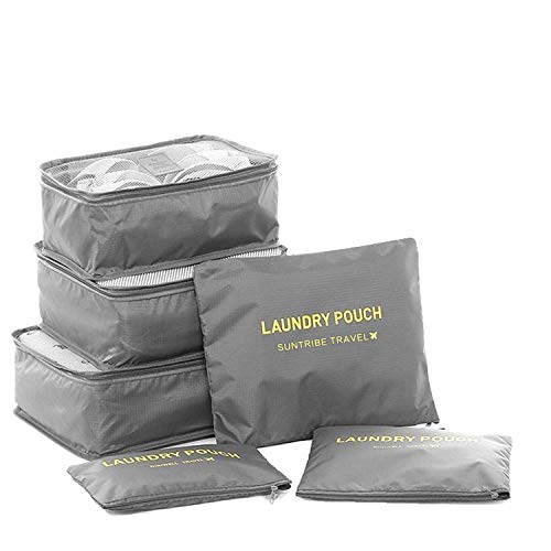 Lot de 6 Pcs Sac de Rangement de Voyage Sacs de Toilette und Chaussures Antipoussière,Respirant,Imperméable Idéal pour Le Voyage Accueil (Gris)