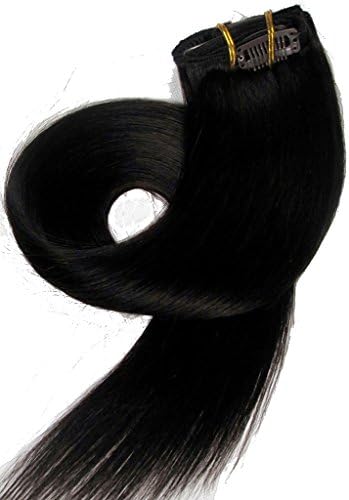 Queen Wig 22" Straight Clip in Remy Human Hair Extensions 7pcs 70g 1B# Natural Black