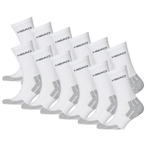 HEAD Unisexe Performance Chaussettes Crew Chaussettes de sport pack de 12 - Blanc - Taille 43-46 EU