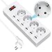 Produktbild Levin™ 1.8m AC Steckdosenleiste 4 fächer mit 6 Port USB Mulitport Adapter Charging (2.4A*2 + 1A*4) || European Sockets and Switches || 4000W Smart Electronic Master Power Strip with CE & RoHS