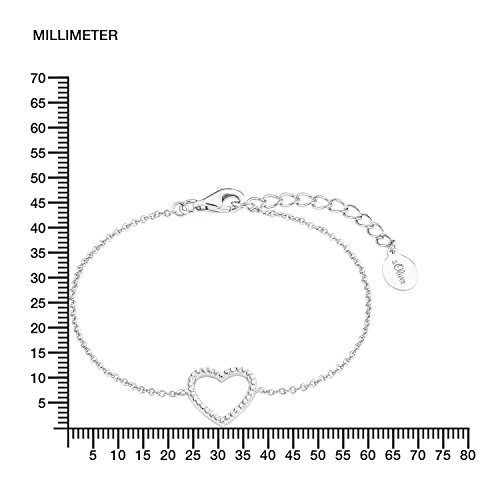 sOliver-Damen-Armband-So-Pure-163-cm-mit-Herz-Anhnger-925-Silber-rhodiniert-Zirkonia-wei