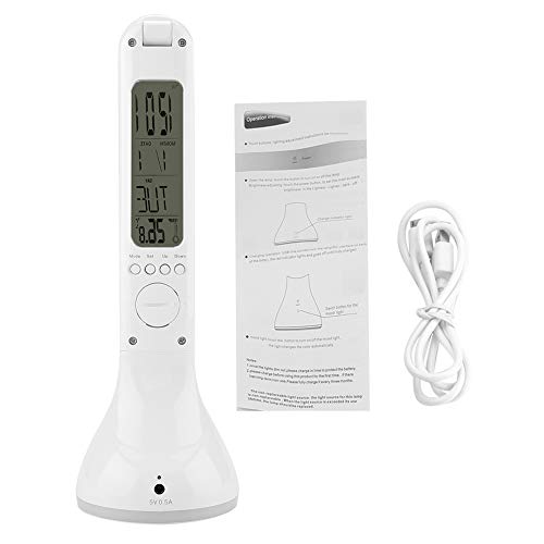 Preisvergleich Produktbild koulate LED-Schreibtischleuchte, Faltbare, wiederaufladbare Dimmable USB-Leselampe mit Kalender / Temperatur / Zeit für Büro, Zuhause, Lesen