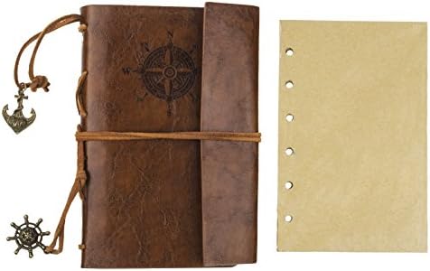 Heatvalley Refillable Paper PU Leather Fashion Vintage Notebook Journal Jotter Diary with Additional Refills Blank Craft Paper