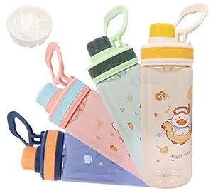 Toyshine Easy Carry Tritan Kids Water Bottle With Stainer, Spill Proof, BPA Free Water Bottle for Kids School - Featuring Soft Easy Grip - Childrens Drinkware - 550 ML - YELLOW