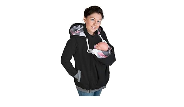 Femmes Hommes De Maternite Coton Hoodie Tyue Veste A Capuche Kangourou Manteau Double Epais Reel Porte Bebe Porteur Pull Top Kangourou Outwear Veste A Capuche Zipper Femme Vetements Grossesse Et Maternite Dwteam In