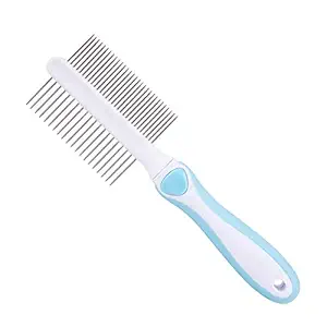 POODLES Double-Sided Pet Comb, Stainless Steel Grooming Comb for Dogs & Cats, Pet Hair Comb for Home Grooming Kit, Removes Knots, Mats and Tangles