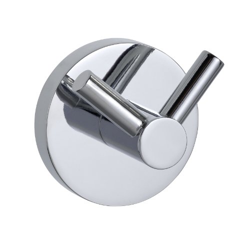 WENKO 20507100 Power-Loc Wandhaken Duo Pineto glänzend - Befestigen ohne bohren, Zinkdruckguss, 5.2 x 4 x 5.2 cm, Glänzend