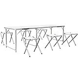 HOMFA 180cm Campingtisch Klapptisch Set mit 6 Klappstühle...