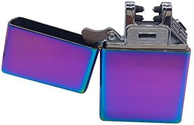 Windproof Lighter Mini, USB Rechargeable Double Electronic Arc -The Flame- Cigarette Lighter Coil Lighter Windproof Flameless Arc Lighter With Elegant Box (Rainbow - Purple)