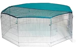 BUNNY BUSINESS Parc à 8 Panneaux pour Lapin, Cochon d'Inde, intérieur et extérieur, Taille XL, 139,7 x 139,7 cm, argenté