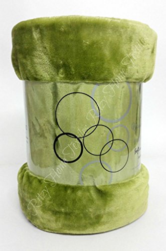 Faux fur fleece mink throw plain blanket sofa bed soft warm (King, Green)