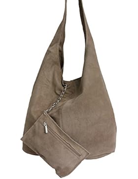 Schultertasche Umhängetasche Beutel Schwarz MONICA Wildleder