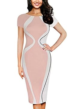 LILICAT Damen Elegant Etuikleid Retro Bodycon Kleid Vintage Rundhals Kurzarm Kleid Patykleid Abendkleid Knie-Kleid...