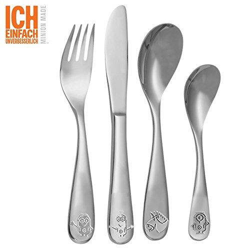 Preisvergleich Produktbild Minions 4tlg. Edelstahlbesteckset im Geschenkkarton: Edelstahl, rostfrei mit Dekorativer Prägung