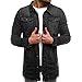 Produktbild URSING Herren Jeansjacke Basic Stretch Jeans Jacke mit Stehkragen Übergangsjacke Sweatjacke Freizeitjacke Herbst Denim Mantel Stilvoll Jacke Outerwear Cardigan Herrenmode (Schwarz,M)