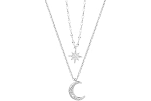 ARHZ Collares en capas para mujer, collares de plata, cadenas colgantes para mujer, collares colgantes de múltiples cadenas de plata simples para mujer