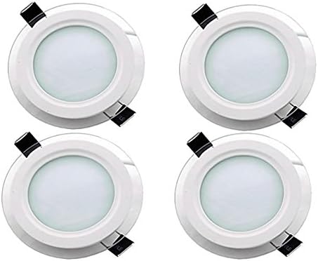 4 x LED 6W recessed glass round down-light 480 lumen in cool white (3000-6500K) Suitable for domestic and commercial use [Energy Class A]