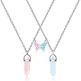 El Regalo 2Pcs/Set Resin Crystal Bff Best Friend Magnetic Butterfly Couple Matching Split Heart Pendant Necklaces For Besties/Best Friends/Couples - Valentines Day Gift - Unisex-Adult