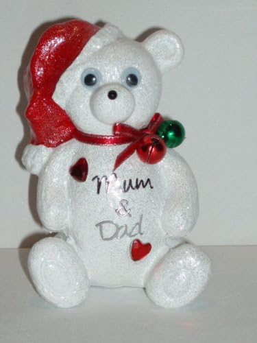 Mum & Dad Or Customised with A Personalised Name Christmas Grave Memorial Santa Jingle Bells Teddy Bear Boys Girls Baby Outdoor Cemetery Xmas Festive Tribute Ornament Garden Plaque
