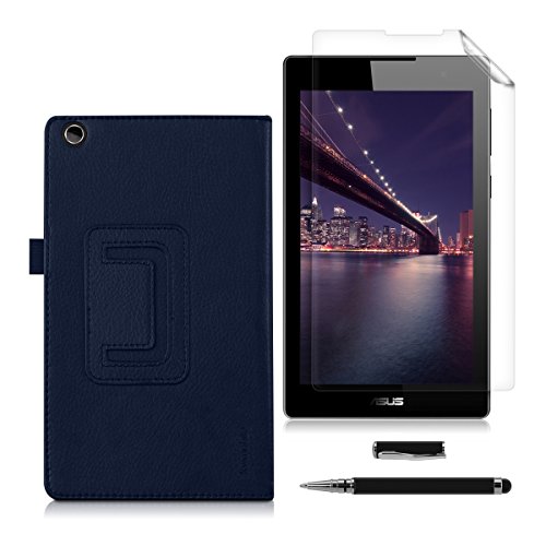 3in1 Set: kwmobile Hülle für Asus ZenPad C 7.0 (Z170C / Z170CG) – Tabletcover Slim Case Tablet Schutzhülle – Smart Cover Tabletcase Dunkelblau + Folie, kristallklar + Stylus, Schwarz - 5