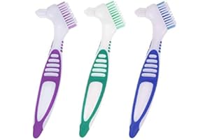 XLKJ 3 Pcs Denture Toothbrush,Denture Cleaner Toothbrush,False Teeth Brushes for Denture Care with Multi-Layered Bristles