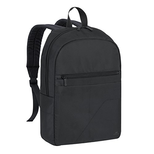 RIVACASE Rucksack für Notebooks bis 15.6” - Extrem flache und kompakte Tasche mit viel Platz und hohen Tragekomfort - Schwarz