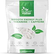 Smooth Energy Plus: L-Theanine (250mg) + Caffeine (100mg) 60 Capsules High Strength - Easy-to-Digest L-Theanine + Caffeine Vegan Supplements – Energy Boost - for Productivity and Focus by Raw Powders