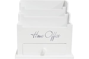 DRULINE Schreibtisch Organizer| Stiftehalter | Holz | Box | Arbeit | Deko | Schreibtischbox | Schubladen | Briefbox | Letterbox | Briefablage | Briefe | Dokumente | Büro | 1026 | H2518395 | 52180085 | BxHxT: 20x18x16 cm | Weiß