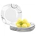 Produktbild 6er Set Essteller flach Palazzo 25cm - Speiseteller aus weißem Porzellan mit Dekor-Kreisen in grau und dunkelrot