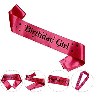 WOBBOX Fashionable Rose Pink Satin Sash Birthday Girl with Black Lettering - 18th, 21st, 30th Birthday Party - Happy Birthday Sash