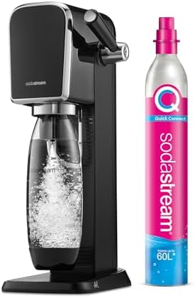 SodaStream Gasatore d’acqua Art, include cilindro di Co2 per realizzare fino a 60 Litri di acqua frizzante, bottiglia da 1 L lavabile in lavastoviglie, riduce i rifiuti di plastica, colore nero.