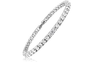 Light-Jewelry Bracciale Tennis Uomo Donna con Zirconi, Placcato Oro Bianco 18k, Design di Alta Qualità Fatto a Mano, adatta per ogni evento