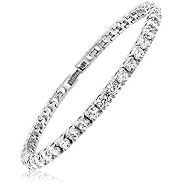 Bracciale Tennis In Argento 925 Con Turchese, Per Uomo E Donna, Lunghezza 22 Cm, Pietre 2 Mm