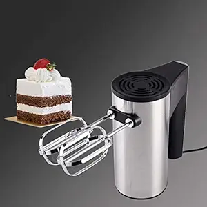 GIGSK MART 500-Watt 5 Speed Control and 2 Stainless Steel Beaters, 2 Dough Hooks Electric Hand Mixer Beater Blender for Cakes Base (Black/Silver)