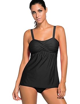 ASSKDAN Damen Bademode Gepolstert Ohne Verstärkung Tankini Mit Hotpants Set BH Two-Piece