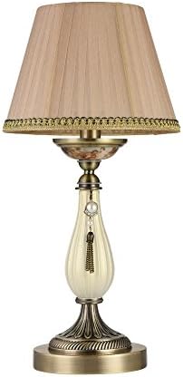 Chic royal classic Table lamp, antique brass metal colour, pearl pendant, cream pleated organza shade, E14 40 W