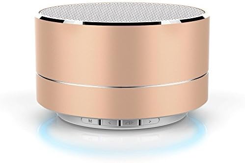 Bluetooth Speaker,Mini Bass Desk Office Wireless Portable Bluetooth Speaker with Mic, USB and TF card port, Works for Ipad, Iphone, Samsung, Huawei and Other Music Players(Gold)