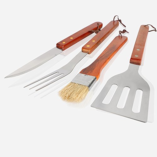 SunJas 18-teilig Grill-set, Grillbesteck-Set, outdoor grill, BBQ Grill, barbecue set, Gabel, Speiße, Bürste, Pinsel, Zange, Spachtel, Leicht zu tragen, Leicht zu reinigen, mit einem robusten schwarzen Koffer, hochwertiges Material, Ungiftige Farbe - 2