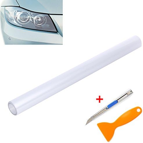 2 PCS 12" x 48" 30 x 120cm Car Smoke Fog Light Headlight Taillight Tint Vinyl Film Sheet Sticker with Squeegee + Cutter (Transprent)