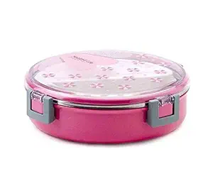 Xingli Round Stainless Steel Lunch Box with Small Container and Spoon for Kids 920 ml (Pink)