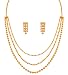 Jfl - Jewellery For Less One Gram Gold Plated Multi Strands Round Gold Bead Necklace With Earrings Set For Women & Girls RS.489.00